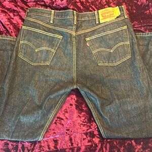 Black with brown stitching 501 Levi’s